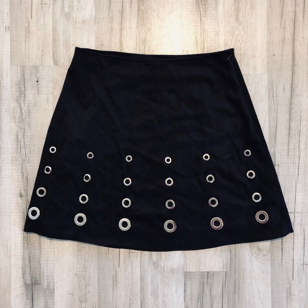 Charlotte Russe black skirt with silver grommets